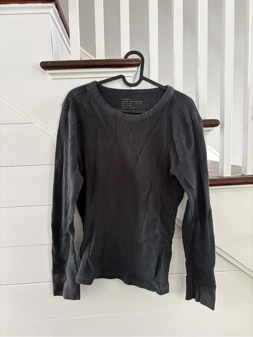J. Crew Men's Charcoal Waffle Crewneck Sweater